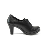 Черни дамски обувки с висок ток, естествена кожа - ежедневни обувки за пролетта и лятото N 100016085