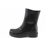 Черни дамски боти, естествена кожа - ежедневни обувки за есента и зимата N 100016471