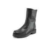 Черни дамски боти, естествена кожа - ежедневни обувки за есента и зимата N 100016471