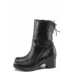 Черни дамски боти, естествена кожа - ежедневни обувки за есента и зимата N 100016468
