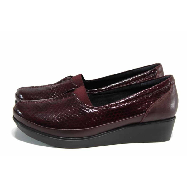 Винени дамски обувки с платформа, лачена естествена кожа - всекидневни обувки за пролетта и лятото N 100015348