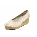 Бежови дамски обувки с платформа, естествена кожа - всекидневни обувки за пролетта и лятото N 100016019
