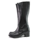 Черни дамски ботуши, естествена кожа - ежедневни обувки за есента и зимата N 100016481