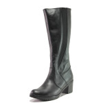 Черни дамски ботуши, естествена кожа - ежедневни обувки за есента и зимата N 100016481
