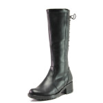 Черни дамски ботуши, естествена кожа - ежедневни обувки за есента и зимата N 100016480