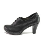 Черни дамски обувки с висок ток, естествена кожа - всекидневни обувки за пролетта и лятото N 100016082
