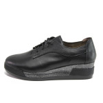Черни дамски обувки с платформа, естествена кожа - всекидневни обувки за пролетта и лятото N 100016015