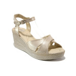 Бежови дамски сандали, естествена кожа - ежедневни обувки за пролетта и лятото N 100015835