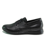 Черни анатомични дамски обувки с равна подметка, естествена кожа - всекидневни обувки за пролетта и лятото N 100016013
