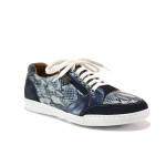 Сини спортни дамски обувки, естествена кожа с крокодилска шарка - ежедневни обувки за пролетта и лятото N 100015090