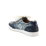 Сини спортни дамски обувки, естествена кожа с крокодилска шарка - ежедневни обувки за пролетта и лятото N 100015090