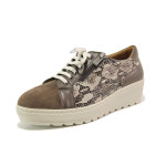 Бежови дамски обувки с платформа, естествена кожа и естествена велурена кожа - всекидневни обувки за пролетта и лятото N 100015202