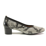 Черни дамски обувки със среден ток, естествена кожа и лачена естествена кожа  - всекидневни обувки за пролетта и лятото N 100015231