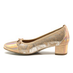 Бежови дамски обувки със среден ток, естествена кожа - всекидневни обувки за пролетта и лятото N 100015226