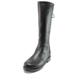Черни дамски ботуши, естествена кожа - ежедневни обувки за есента и зимата N 100016479