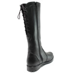Черни дамски ботуши, естествена кожа - ежедневни обувки за есента и зимата N 100016479