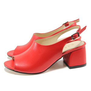 Червени дамски сандали, здрава еко-кожа - ежедневни обувки за пролетта и лятото N 100015337