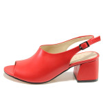Червени дамски сандали, здрава еко-кожа - ежедневни обувки за пролетта и лятото N 100015337