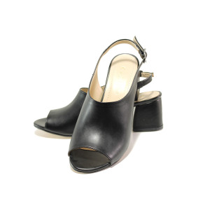 Черни дамски сандали, здрава еко-кожа - ежедневни обувки за пролетта и лятото N 100015336