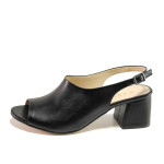 Черни дамски сандали, здрава еко-кожа - ежедневни обувки за пролетта и лятото N 100015336
