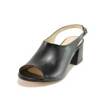 Черни дамски сандали, здрава еко-кожа - ежедневни обувки за пролетта и лятото N 100015336