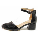 Черни дамски обувки със среден ток, здрава еко-кожа - официални обувки за пролетта и лятото N 100015330