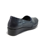 Тъмносини дамски обувки с платформа, лачена естествена кожа - всекидневни обувки за пролетта и лятото N 100015350