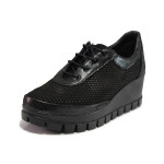 Черни дамски обувки с платформа, естествена кожа и естествена велурена кожа - всекидневни обувки за пролетта и лятото N 100015351