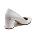 Бели дамски обувки с висок ток, здрава еко-кожа - официални обувки за целогодишно ползване N 100015356