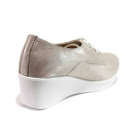 Бежови дамски обувки с платформа, естествена кожа - ежедневни обувки за пролетта и лятото N 100015353