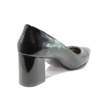 Черни дамски обувки с висок ток, лачена еко кожа - официални обувки за целогодишно ползване N 100015446