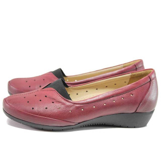 Винени дамски обувки с равна подметка, естествена кожа - всекидневни обувки за пролетта и лятото N 100015454