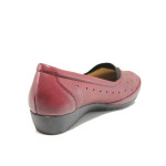Винени дамски обувки с равна подметка, естествена кожа - всекидневни обувки за пролетта и лятото N 100015454