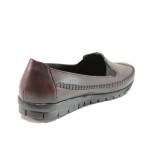 Винени дамски обувки с равна подметка, естествена кожа - всекидневни обувки за пролетта и лятото N 100015452