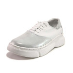 Бели спортни дамски обувки, естествена кожа - всекидневни обувки за пролетта и лятото N 100015459