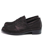 Винени дамски обувки с равна подметка, естествена кожа - всекидневни обувки за пролетта и лятото N 100015464
