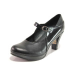 Черни анатомични дамски обувки с висок ток, естествена кожа и лачена естествена кожа  - официални обувки за пролетта и лятото N 100015460