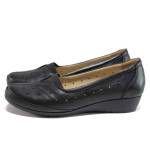 Черни дамски обувки с платформа, естествена кожа - всекидневни обувки за пролетта и лятото N 100015484