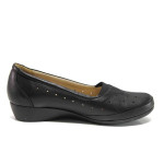 Черни дамски обувки с платформа, естествена кожа - всекидневни обувки за пролетта и лятото N 100015484
