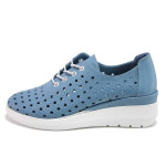 Сини дамски обувки с платформа, естествена кожа - всекидневни обувки за пролетта и лятото N 100015492