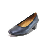 Сини дамски обувки със среден ток, естествена кожа - всекидневни обувки за пролетта и лятото N 100015493