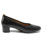 Черни дамски обувки със среден ток, естествена кожа - всекидневни обувки за пролетта и лятото N 100015494