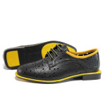 Черни дамски обувки с равна подметка, естествена кожа - ежедневни обувки за пролетта и лятото N 100015546