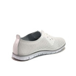 Бели дамски обувки с равна подметка, естествена кожа - всекидневни обувки за пролетта и лятото N 100015554