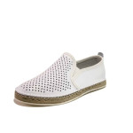 Бели дамски обувки с равна подметка, естествена кожа - всекидневни обувки за пролетта и лятото N 100015553