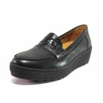 Черни дамски мокасини, естествена кожа - всекидневни обувки за пролетта и лятото N 100015603