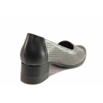 Черни дамски обувки със среден ток, естествена кожа - всекидневни обувки за пролетта и лятото N 100015606