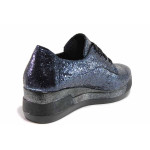 Сини дамски обувки с платформа, естествена кожа - всекидневни обувки за пролетта и лятото N 100015613