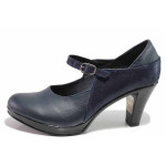 Сини дамски обувки с висок ток, естествена кожа - ежедневни обувки за целогодишно ползване N 100022633