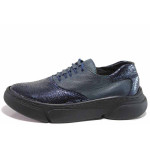 Сини спортни дамски обувки, естествена кожа - всекидневни обувки за пролетта и лятото N 100015611